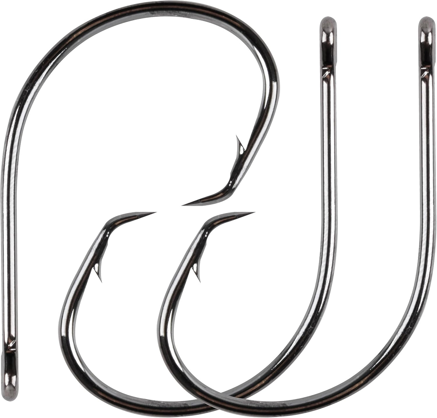 Inline Circle Hooks Saltwater, 100pcs High Carbon Steel Catfish Hooks in-Line Straight Eye Octopus Circle Hook Saltwater Freshwater Fishing Hooks for Catfish Bass