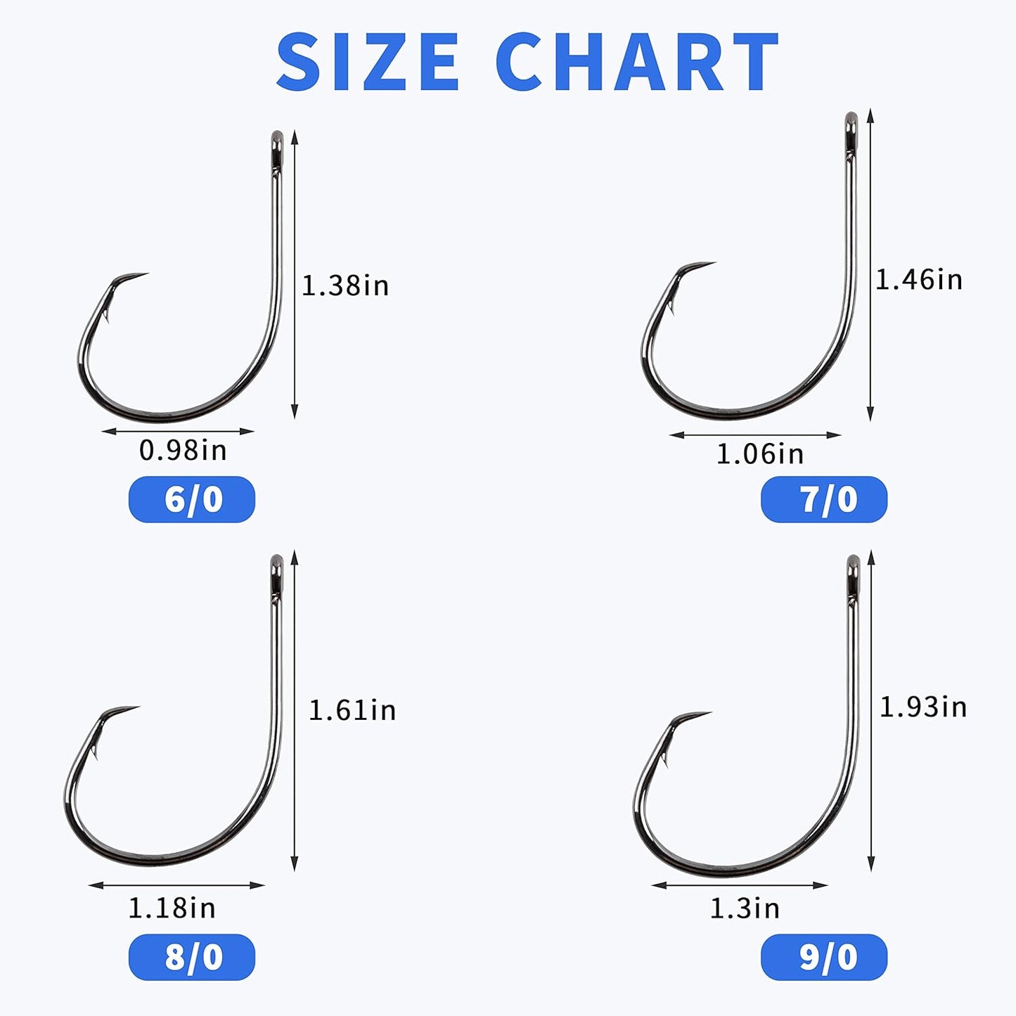 Inline Circle Hooks Saltwater, 100pcs High Carbon Steel Catfish Hooks in-Line Straight Eye Octopus Circle Hook Saltwater Freshwater Fishing Hooks for Catfish Bass