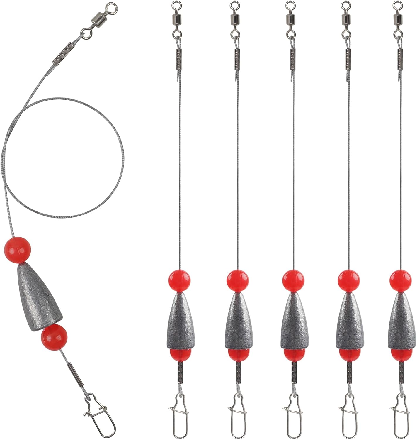 Carolina Rig Bass Fishing Ready Tied Fishing Leaders with Bullet Sinkers Weights Pre Rigged Catfish Carolina Rigs 3/8oz 1/2oz 3/4oz