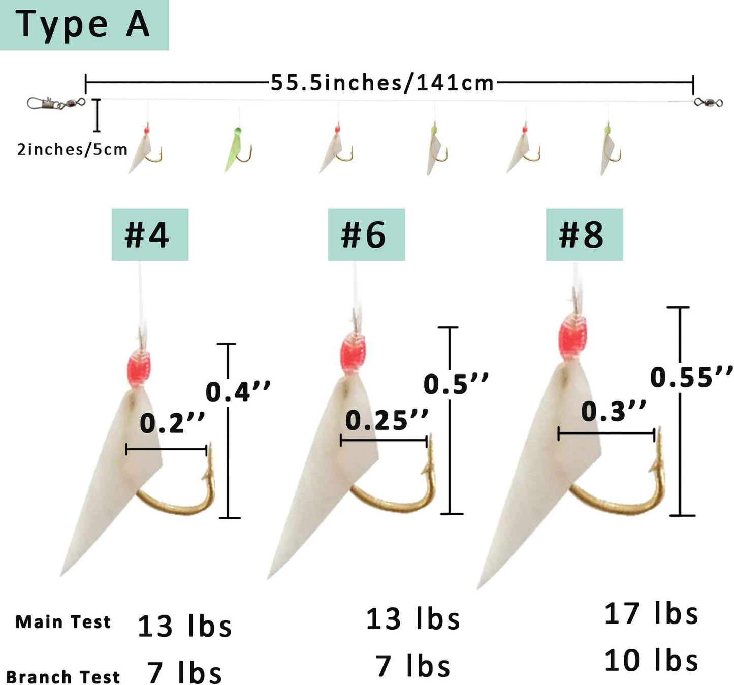 Fishing Bait Rigs Set 15 Packs String Hooks Glow Lure Rig Saltwater Surf Fishing Rigs with Real Fish Skin, Sharp Hooks Swivels for Mackeral Herring Baitfish