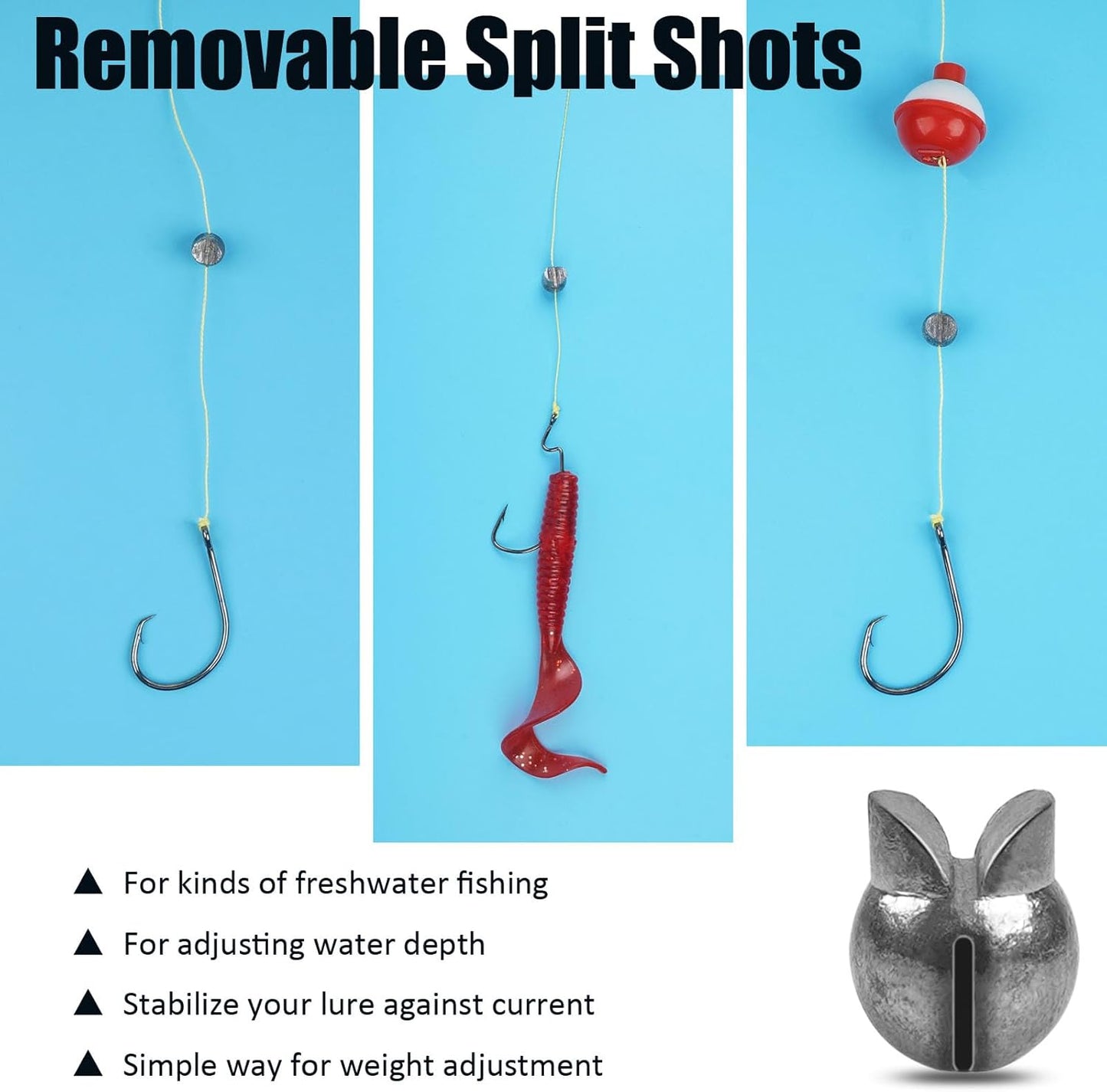 100pcs Split Shot Fishing Weights Removable Round Clip On Fly Fishing Line Sinkers Freshwater Saltwater Split Shot Fishing Sinkers Weights