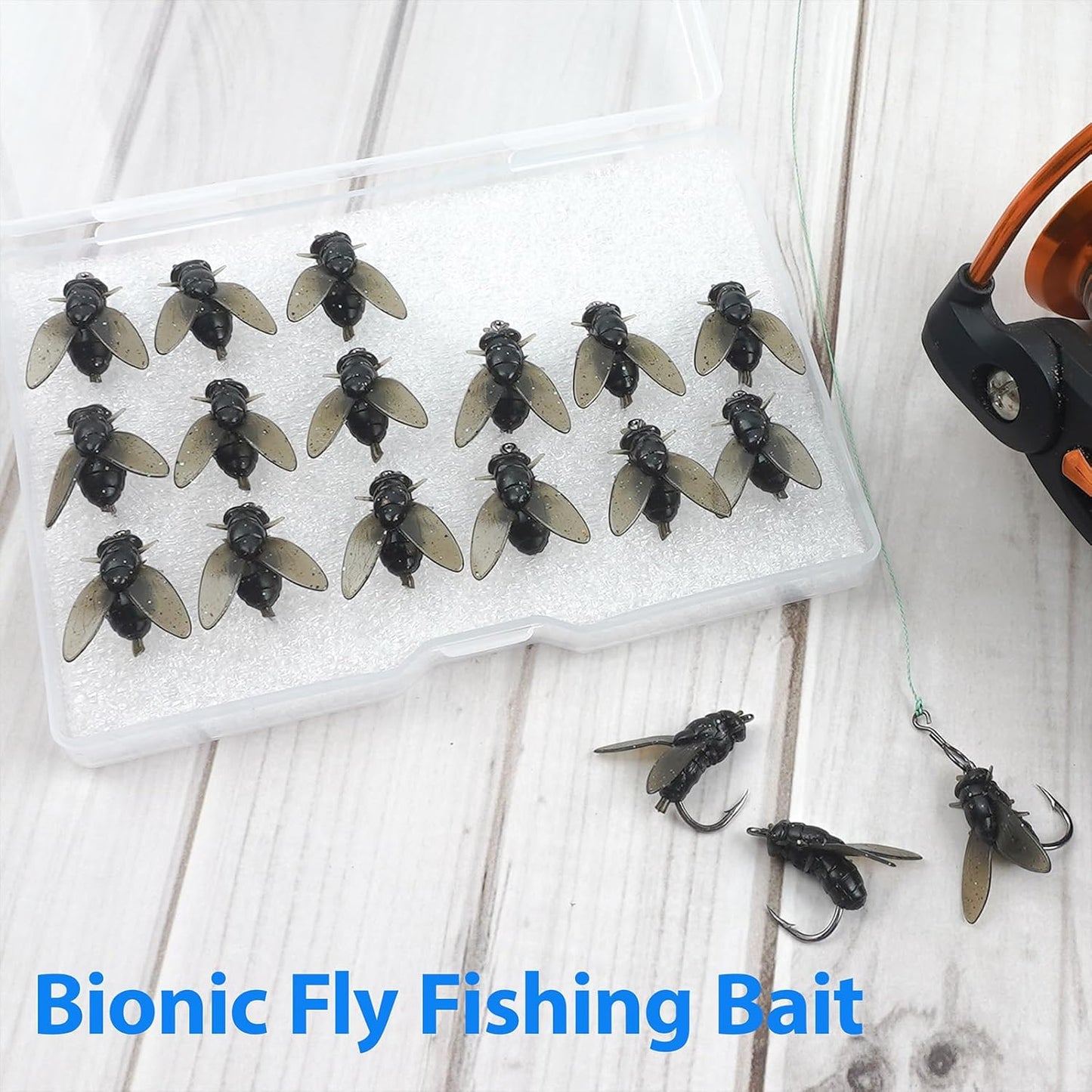 Bionic Fly Fishing Bait, Flies Fishing Lures Kit Trout Jigs Swimbaits Dry Flies Fly Fishing Lures Fish Attractant Fly Fishing Hook for Saltwater Freshwater Bass Panfish 15mm