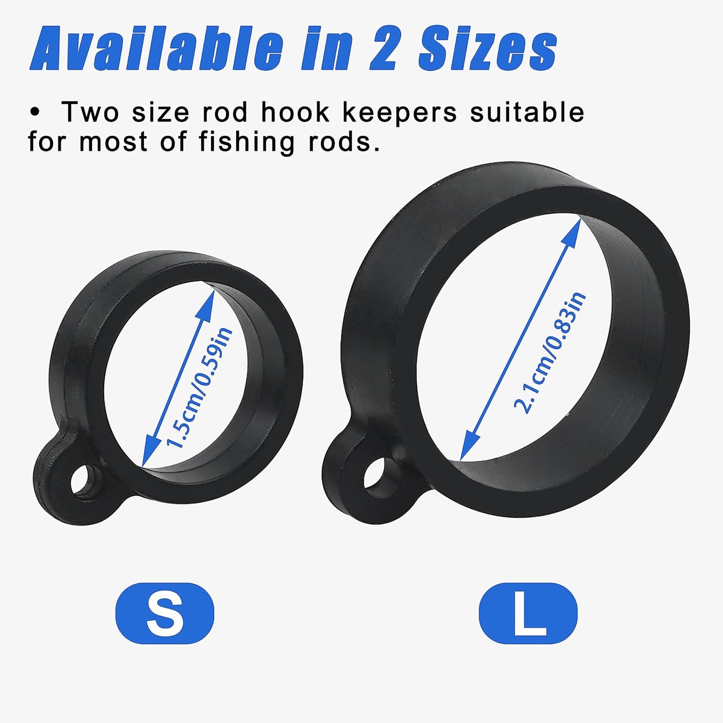 Fishing Rod Hook Keeper Kit, 16pcs Fishing Lure Bait Holder Fishing Pole Hook Keeper Holder Elastic Rubber Rings for Worm and Treble Hook Fishing Tackle Tool 2 Sizes