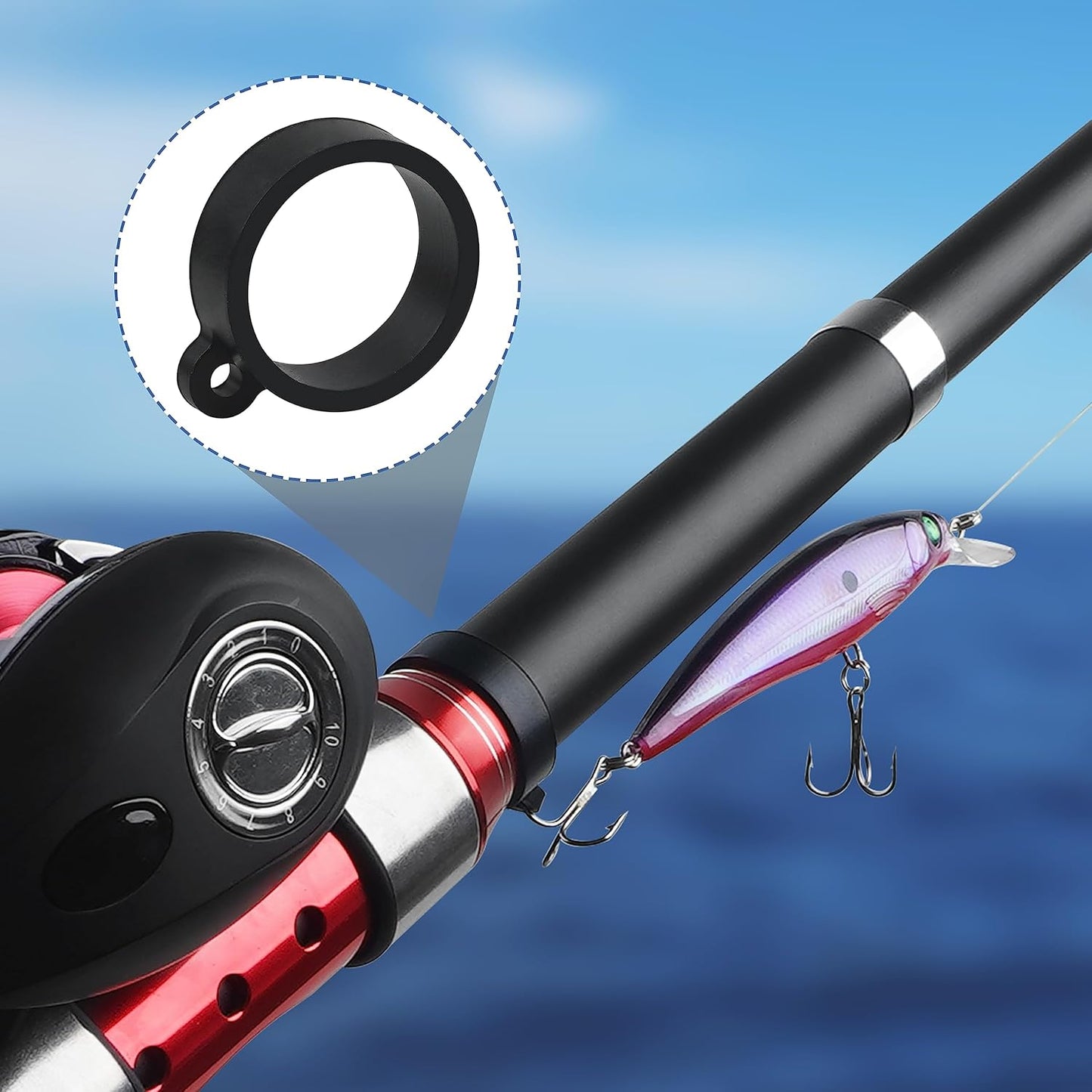 Fishing Rod Hook Keeper Kit, 16pcs Fishing Lure Bait Holder Fishing Pole Hook Keeper Holder Elastic Rubber Rings for Worm and Treble Hook Fishing Tackle Tool 2 Sizes