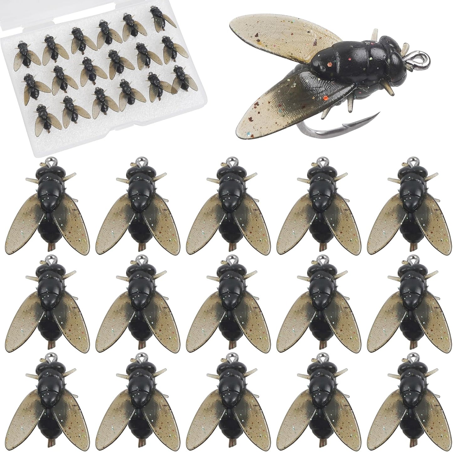 Bionic Fly Fishing Bait, Flies Fishing Lures Kit Trout Jigs Swimbaits Dry Flies Fly Fishing Lures Fish Attractant Fly Fishing Hook for Saltwater Freshwater Bass Panfish 15mm