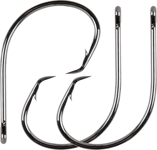 Inline Circle Hooks Saltwater, 100pcs High Carbon Steel Catfish Hooks in-Line Straight Eye Octopus Circle Hook Saltwater Freshwater Fishing Hooks for Catfish Bass