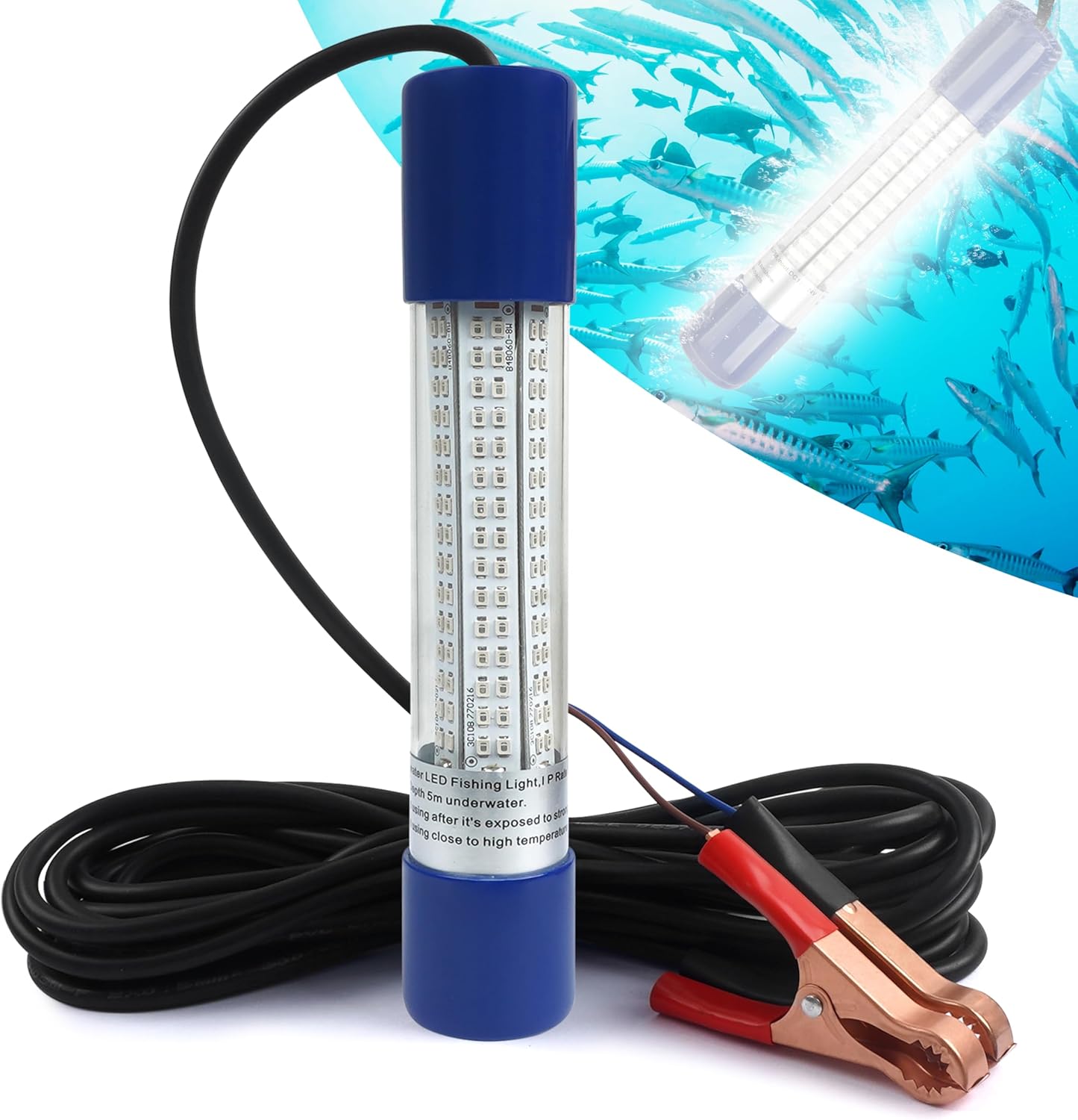 Underwater Fishing Light 12V LED Night Fishing Green Light Submersible Fish Finder Bait Attractor for Docks Boats Kayaks, Freshwater Saltwater Bass Snook Crappie Squid Shrimp
