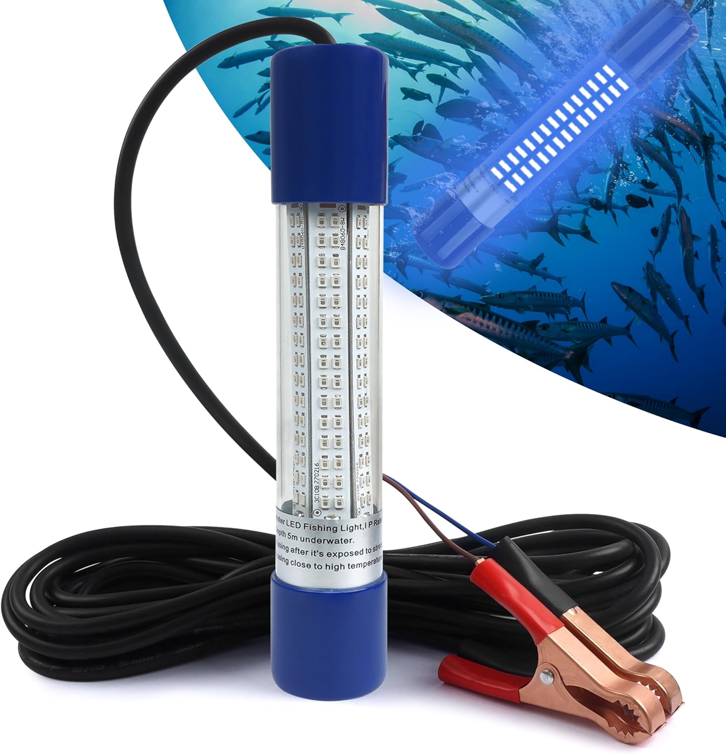 Underwater Fishing Light 12V LED Night Fishing Green Light Submersible Fish Finder Bait Attractor for Docks Boats Kayaks, Freshwater Saltwater Bass Snook Crappie Squid Shrimp