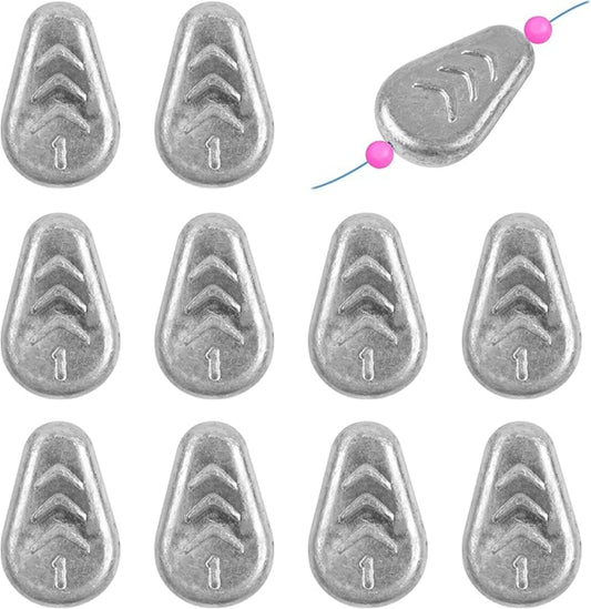 No Roll Sinkers Fishing Weights, Flat Weights No Snag Inline Slip Sinkers Catfish Weight for Freshwater Saltwater Surf Fishing