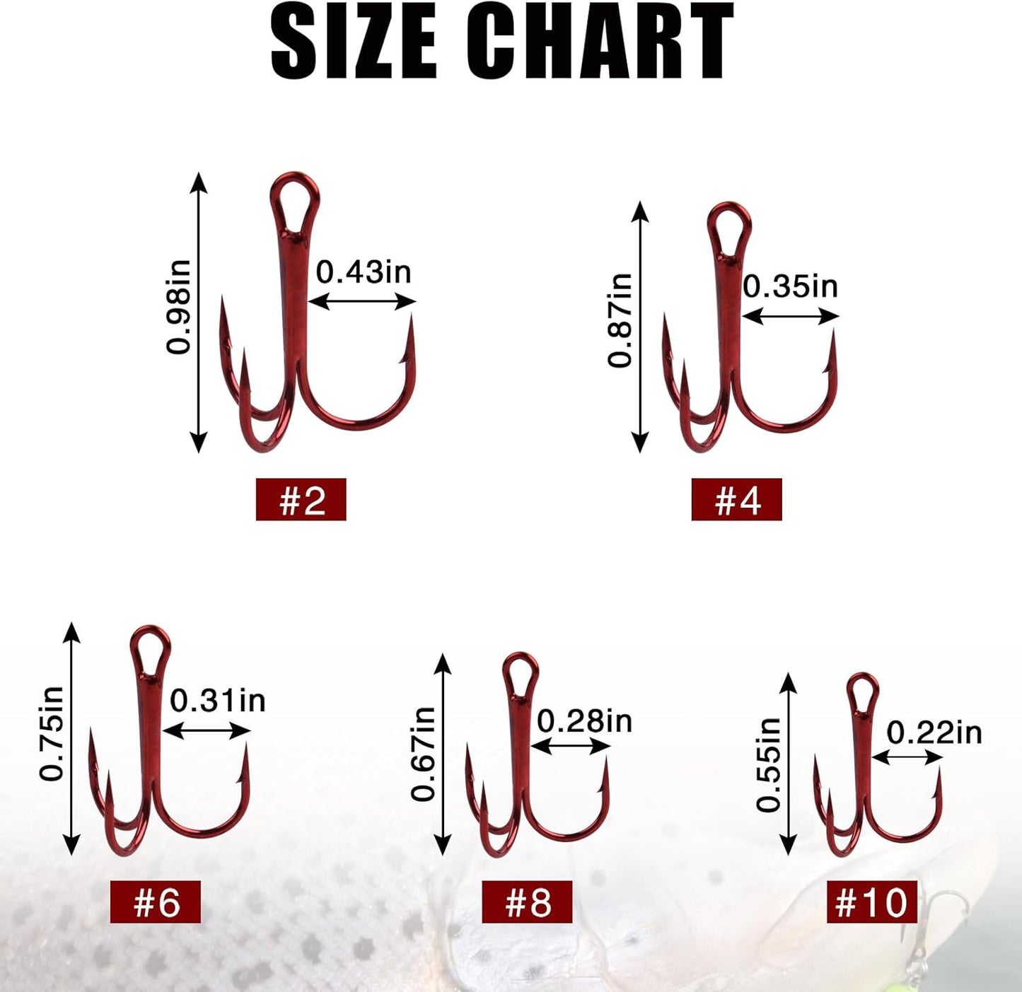 Fishing Treble Hooks Triple Fishing Hooks High Carbon Steel Barbed Sharp Round Bend Treble Hooks Replacement for Hard Lures Bait