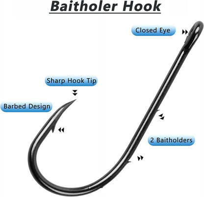 Baitholder Fishing Hooks Barbed Shank Beak Bait Holder Hooks Black Carbon Steel Offset Jig Fishing Hooks Saltwater Freshwater