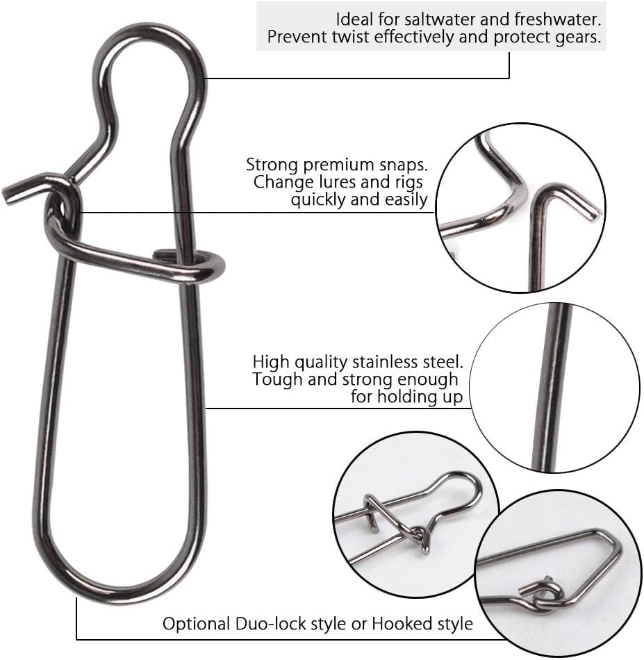 Dr.Fish Sinker Slides for Fishing, Sinker Weight Silder Line Slide Sleeve Swivel Duo Lock Snaps for Saltwater Surf Bottom Fishing Fish Fider Rig Catfish Rig