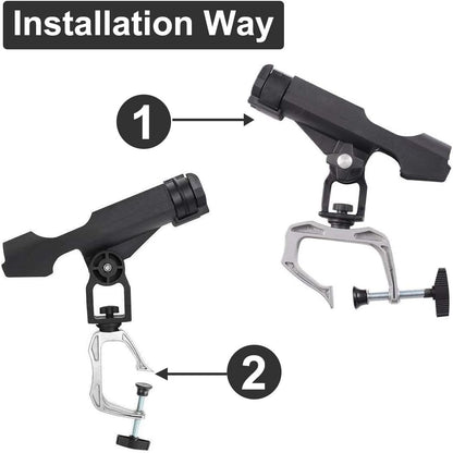 Fishing Rod Holder for Boat 360° Adjustable Boat Rod Holder Racks Clamp on Fish Pole Holders Stand Rack for Boats Kayak Canoe Raft Accessories