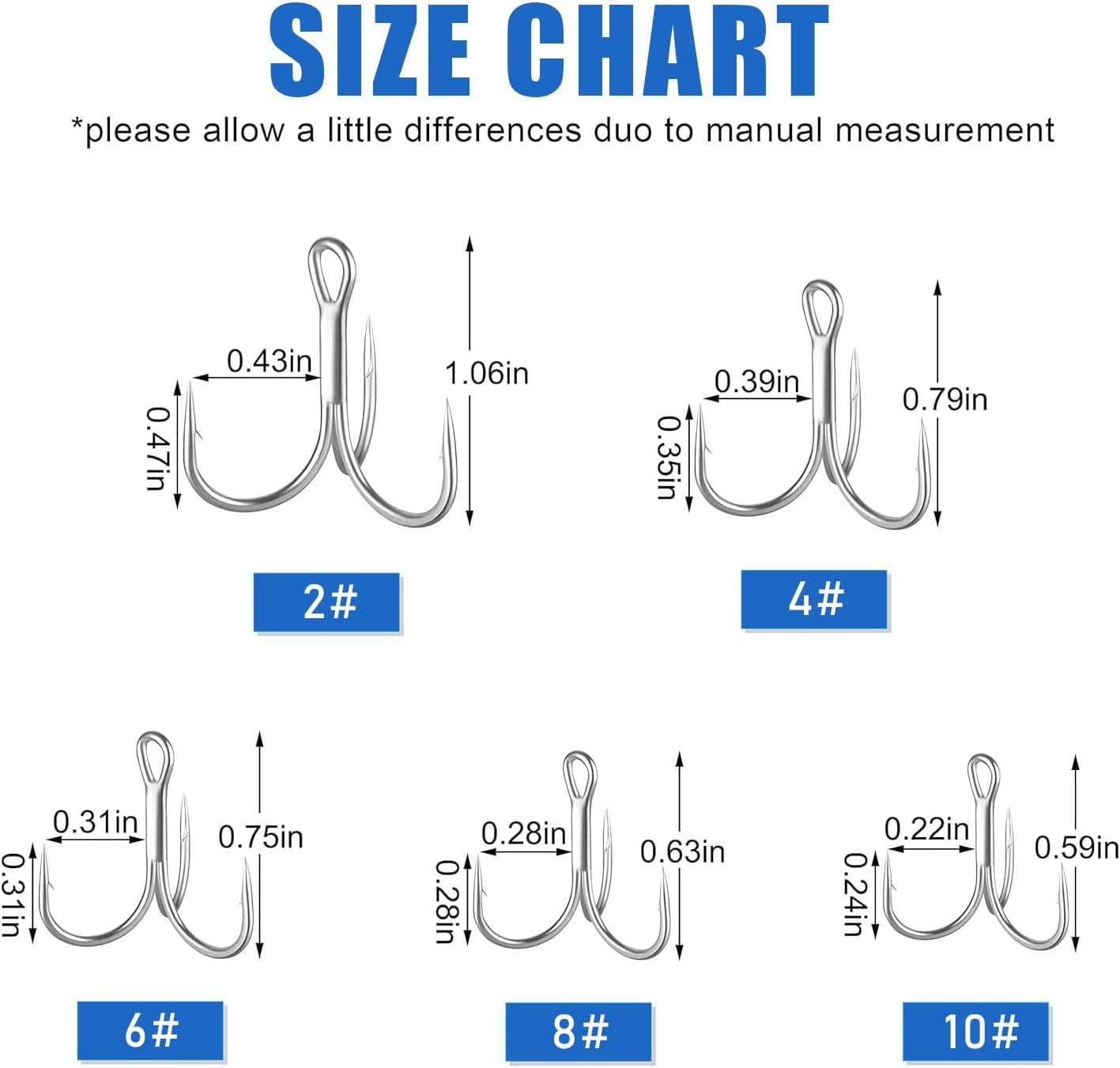 Fishing Treble Hooks Triple Fishing Hooks High Carbon Steel Barbed Sharp Round Bend Treble Hooks Replacement for Hard Lures Bait