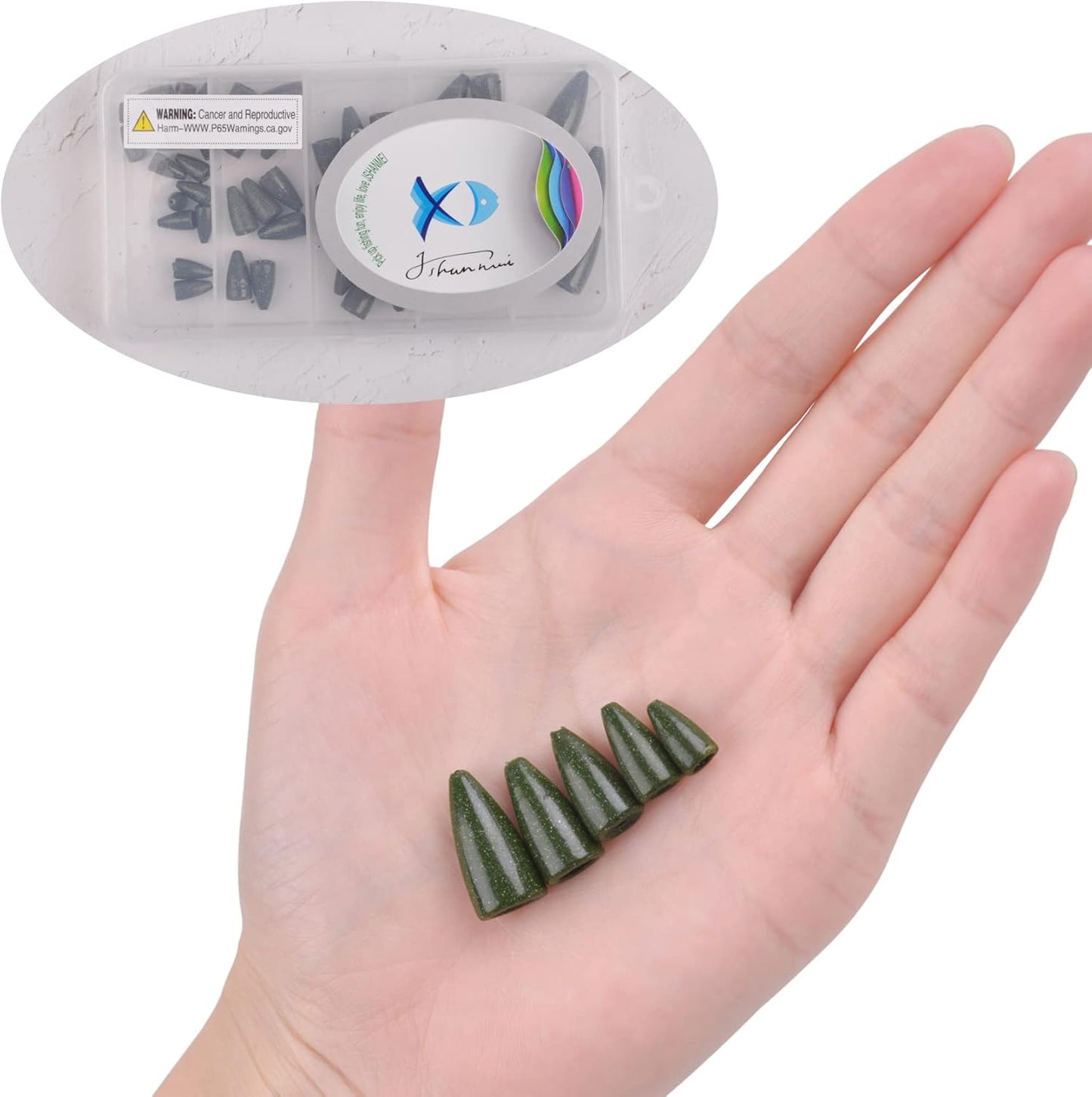 Bullet Fishing Weights Sinkers, 30pcs Worm Weights Fishing Sinkers for Bass Fishing Carolina Rig Texas Rig Slip Sinkers Sliding Fishing Weights Saltwater Freshwater