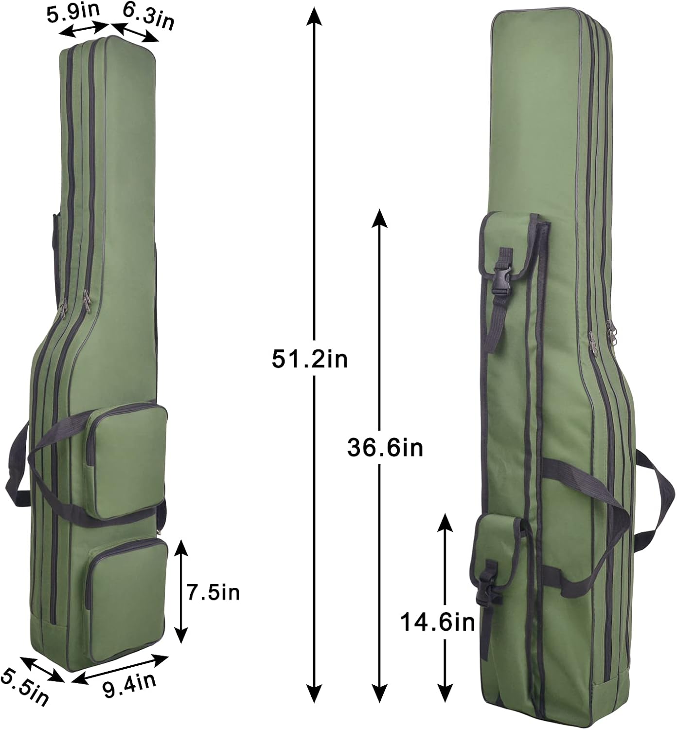 Fishing Tackle Rod Bag 4.27ft Folding Rod Case Large Capacity Fishing Gear Pole Reel Storage Bag Gifts for Men