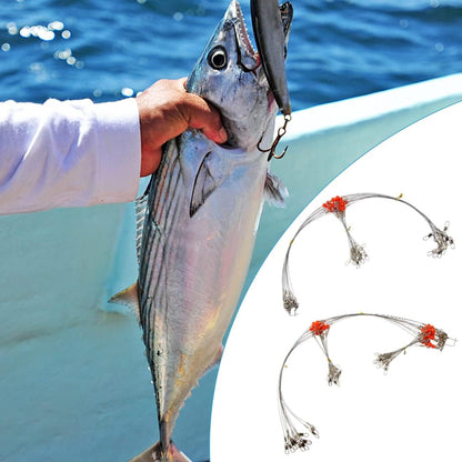 Stainless Steel Fishing Rigs, 12pcs Fishing Wire Leader Rigs Saltwater Bottom Fishing Rig with Swivel Snap Bead 1 Arm 2 Arms Surf Fishing Rigs for Lures Bait Rig Hooks