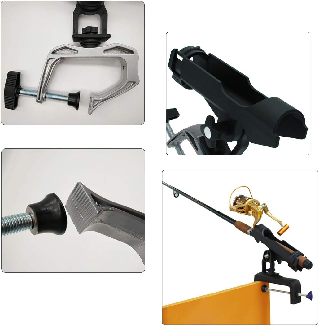 Fishing Rod Holder for Boat 360° Adjustable Boat Rod Holder Racks Clamp on Fish Pole Holders Stand Rack for Boats Kayak Canoe Raft Accessories