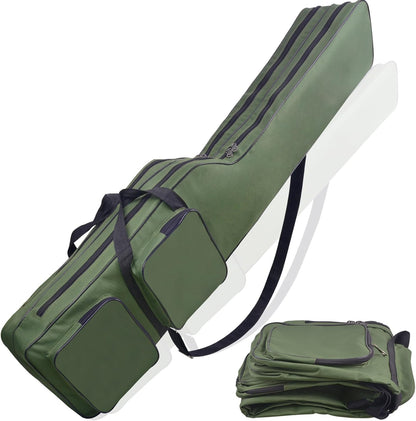 Fishing Tackle Rod Bag 4.27ft Folding Rod Case Large Capacity Fishing Gear Pole Reel Storage Bag Gifts for Men