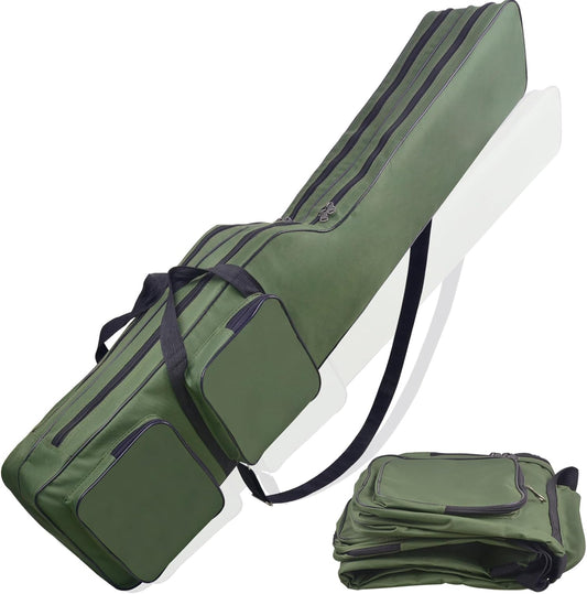 Fishing Tackle Rod Bag 4.27ft Folding Rod Case Large Capacity Fishing Gear Pole Reel Storage Bag Gifts for Men