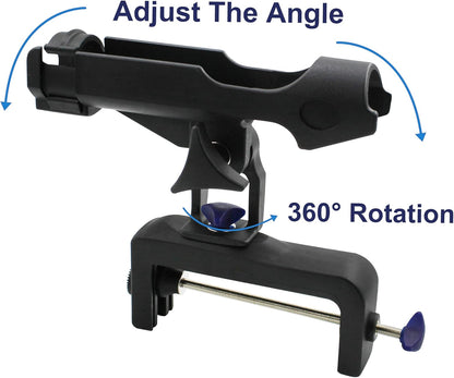 Fishing Rod Holder for Boat 360° Adjustable Boat Rod Holder Racks Clamp on Fish Pole Holders Stand Rack for Boats Kayak Canoe Raft Accessories