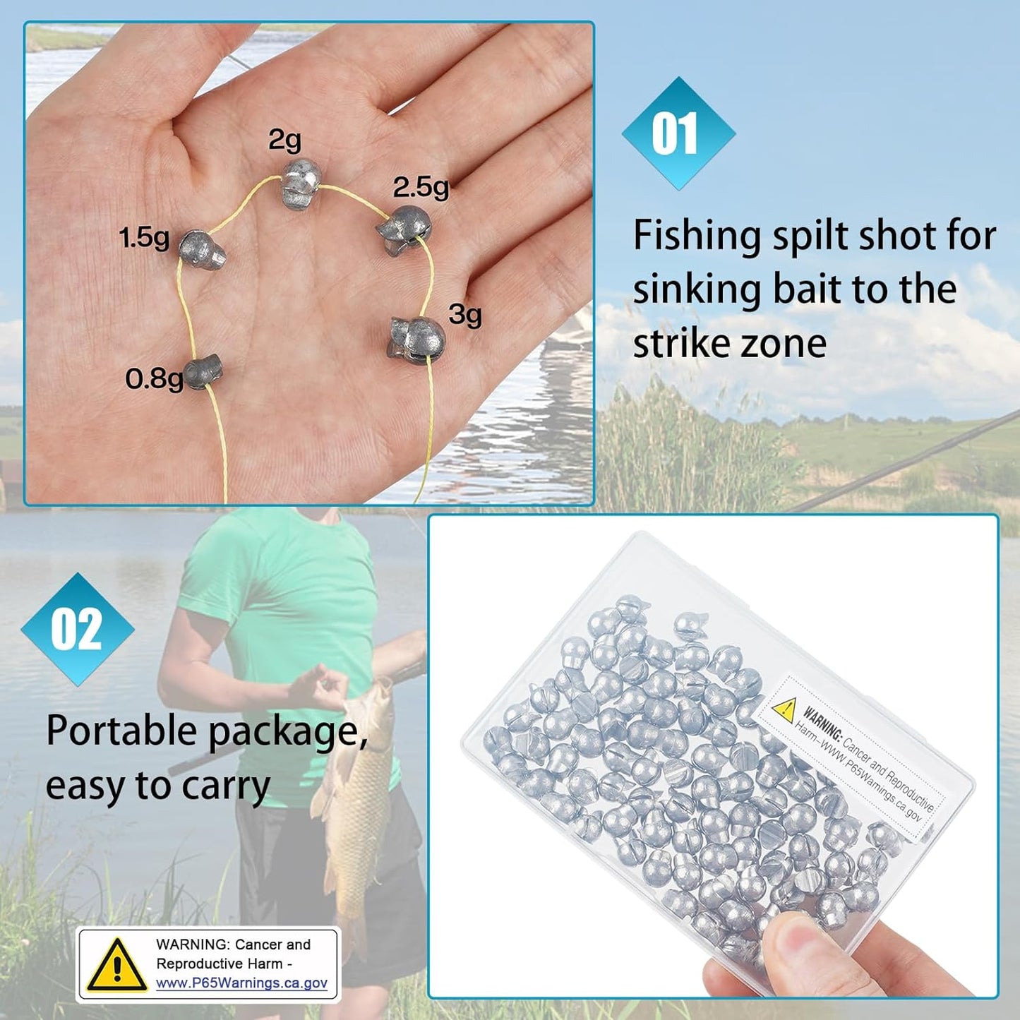 100pcs Split Shot Fishing Weights Removable Round Clip On Fly Fishing Line Sinkers Freshwater Saltwater Split Shot Fishing Sinkers Weights