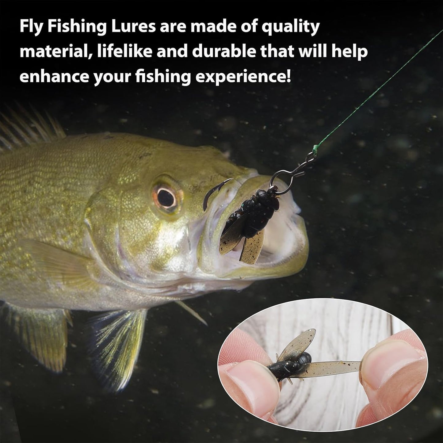 Bionic Fly Fishing Bait, Flies Fishing Lures Kit Trout Jigs Swimbaits Dry Flies Fly Fishing Lures Fish Attractant Fly Fishing Hook for Saltwater Freshwater Bass Panfish 15mm