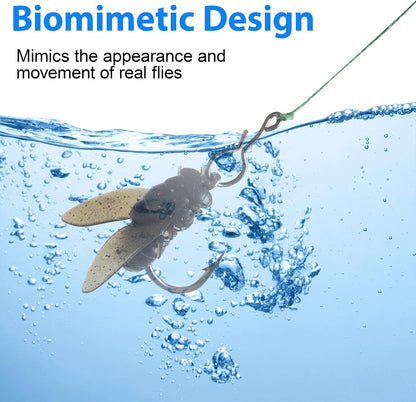 Bionic Fly Fishing Bait, Flies Fishing Lures Kit Trout Jigs Swimbaits Dry Flies Fly Fishing Lures Fish Attractant Fly Fishing Hook for Saltwater Freshwater Bass Panfish 15mm