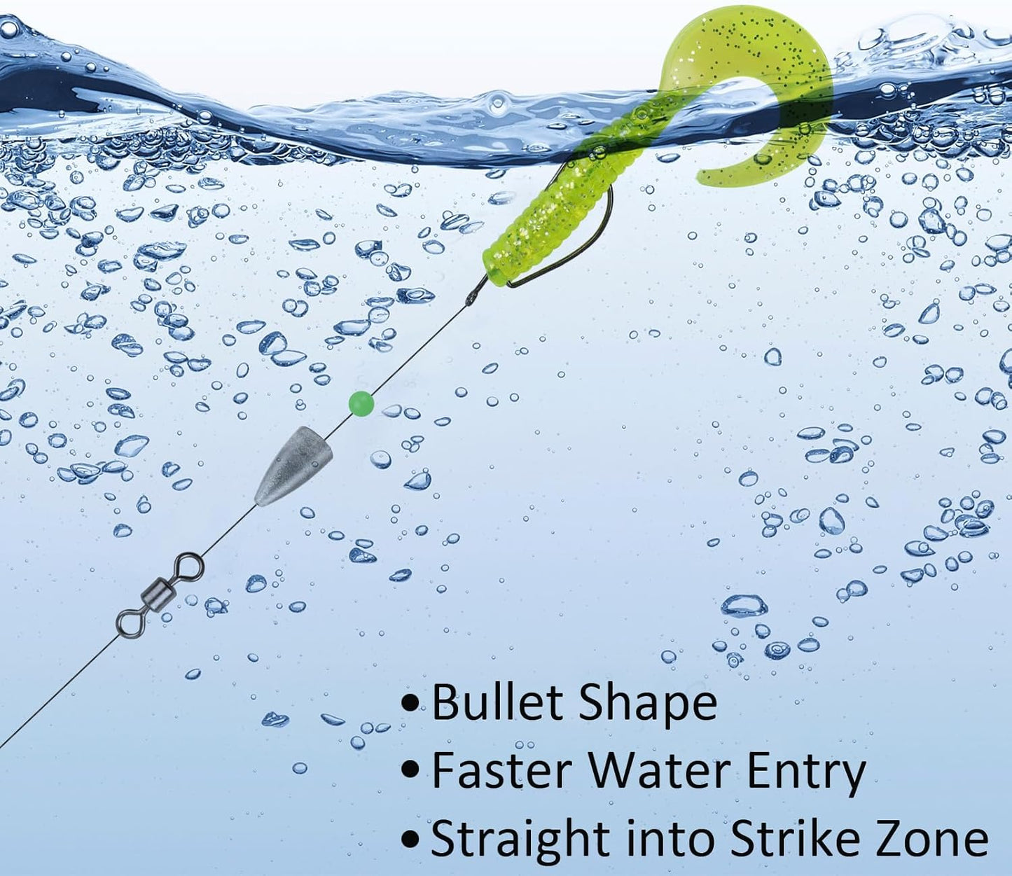 Fishing Weights 30pcs Bullet Sinkers Worm Weights for Bass Fishing Carolina Rig Texas Rig Slip Sinker Sliding Weights Lead Fishing Weights Saltwater Freshwater