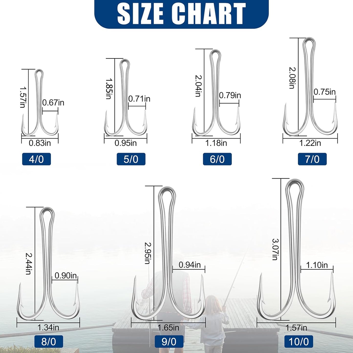 Classic Double Fishing Hooks Stainless Steel Frog Hooks Fishing Double Hooks Sharp Open Shank Barbed for Saltwater Freshwater Fishing 10pcs