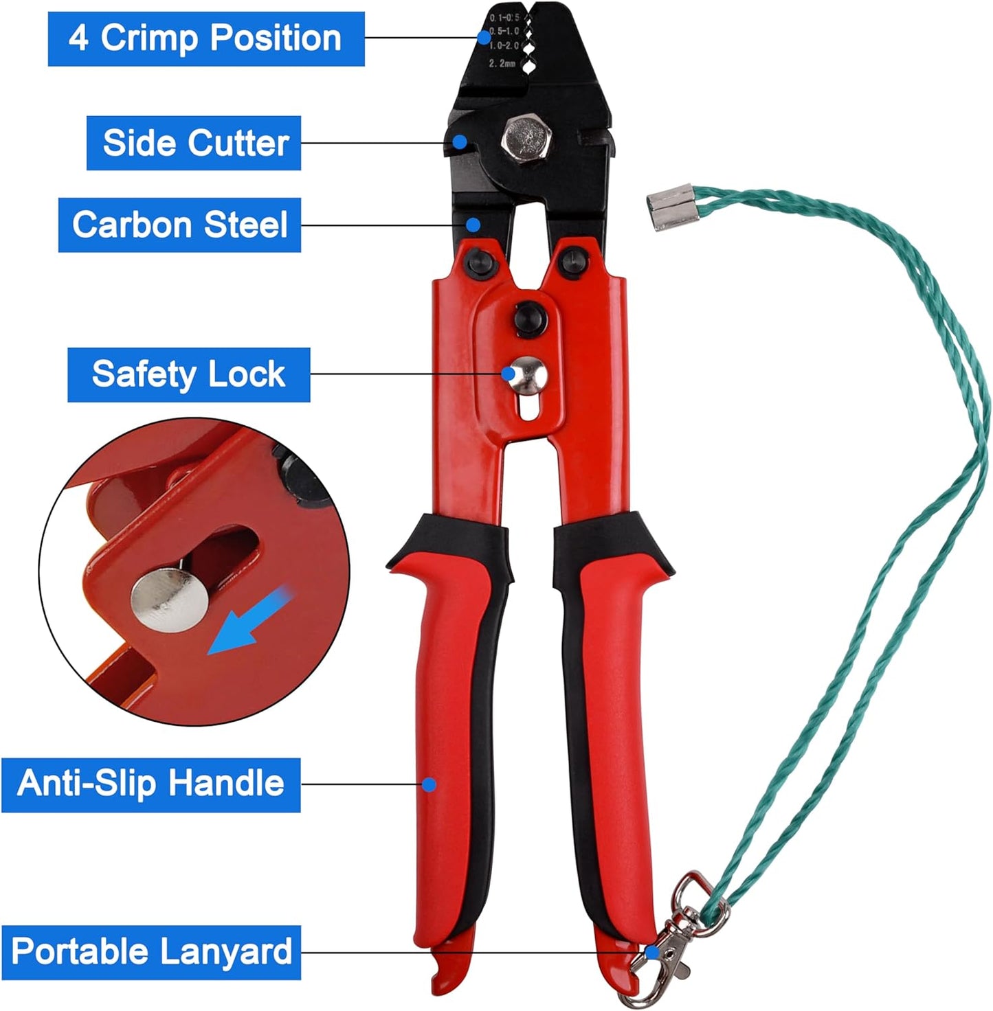 Fishing Crimping Tool Kit, Fishing Crimp Pliers with 500pcs Crimp Sleeves Beads Set, Heavy Duty Wire Leader Rope Crimper Tool Wire Cutter Aluminum Copper Loop Sleeves
