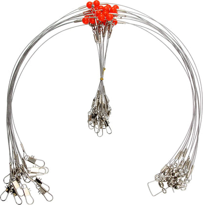 Stainless Steel Fishing Rigs, 12pcs Fishing Wire Leader Rigs Saltwater Bottom Fishing Rig with Swivel Snap Bead 1 Arm 2 Arms Surf Fishing Rigs for Lures Bait Rig Hooks
