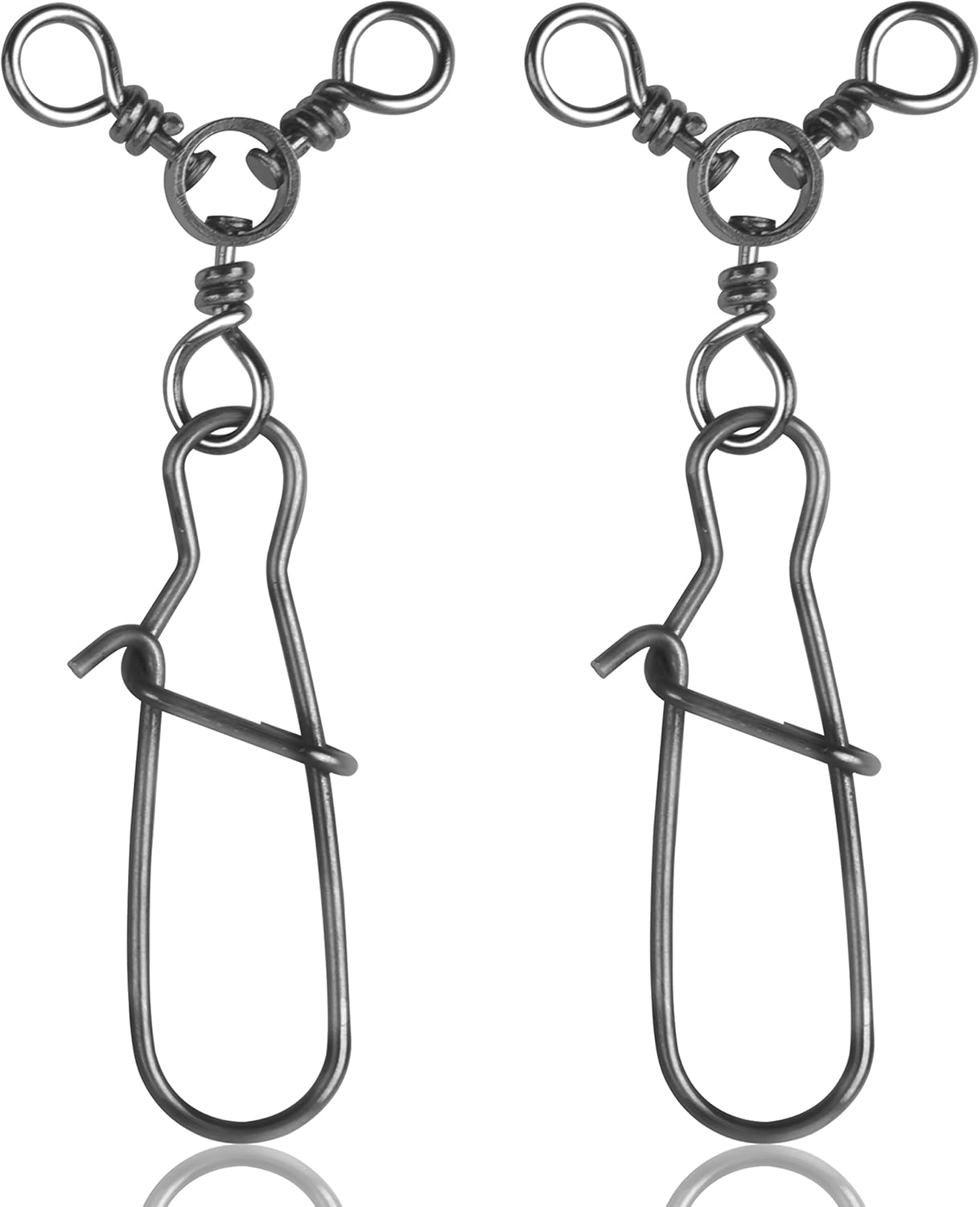 3 Way Snap Swivels Fishing Tackle, 25pcs High Strength T-Turn Fishing Swivels with Snaps Saltwater Fishing Lure Connectors for Trolling Catfish Rig