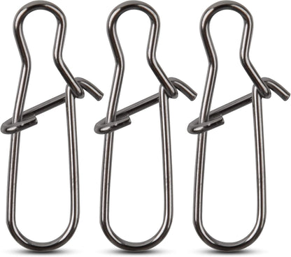 100 Pack Duo Lock Snaps Size 0-8 Black Nice Snap Swivel Solid Rings Stainless Steel USA Fishing Tackle Kit - Test: 26LB-220LB