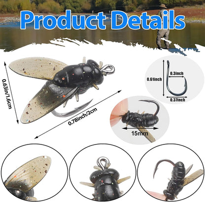 Bionic Fly Fishing Bait, Flies Fishing Lures Kit Trout Jigs Swimbaits Dry Flies Fly Fishing Lures Fish Attractant Fly Fishing Hook for Saltwater Freshwater Bass Panfish 15mm