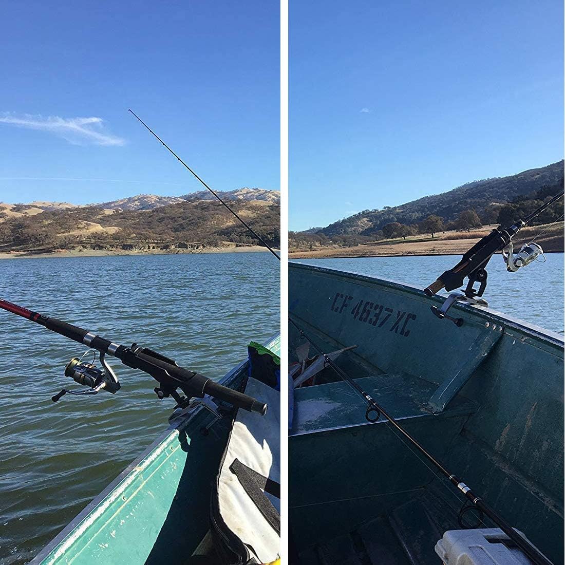 Fishing Rod Holder for Boat 360° Adjustable Boat Rod Holder Racks Clamp on Fish Pole Holders Stand Rack for Boats Kayak Canoe Raft Accessories