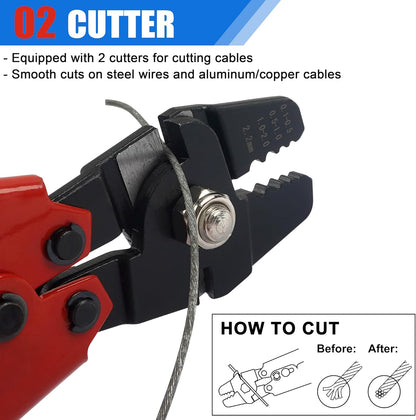 Fishing Crimping Tool Kit, Fishing Crimp Pliers with 500pcs Crimp Sleeves Beads Set, Heavy Duty Wire Leader Rope Crimper Tool Wire Cutter Aluminum Copper Loop Sleeves