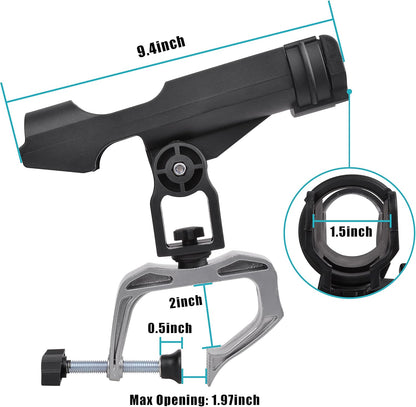Fishing Rod Holder for Boat 360° Adjustable Boat Rod Holder Racks Clamp on Fish Pole Holders Stand Rack for Boats Kayak Canoe Raft Accessories