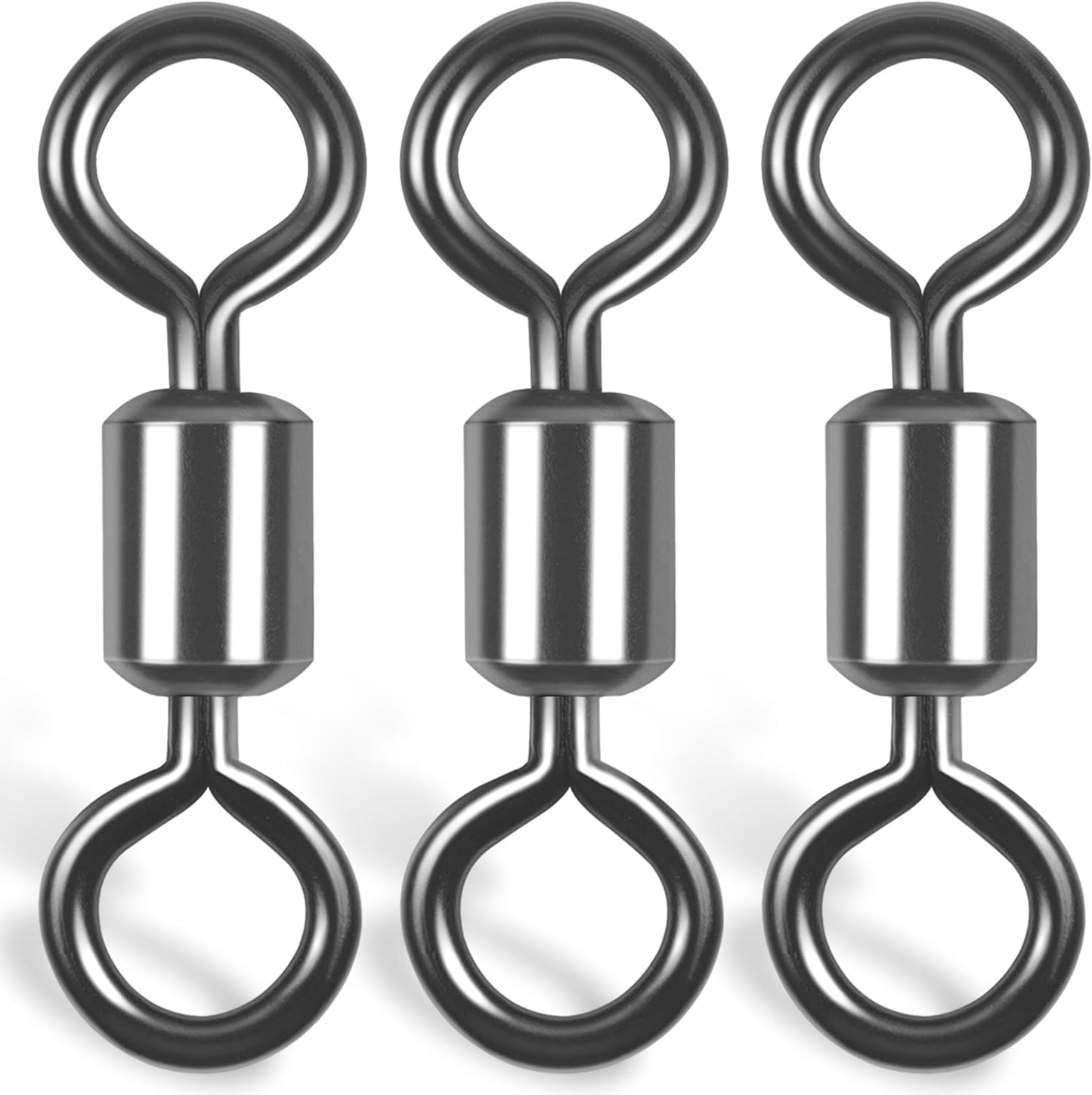 Rolling Barrel Fishing Swivel,100pcs Stainless Steel Black Nickel Fishing Line Connector Swivels Fishing Tackle for Saltwater 30LB to 335LB