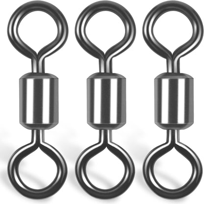 Rolling Barrel Fishing Swivel,100pcs Stainless Steel Black Nickel Fishing Line Connector Swivels Fishing Tackle for Saltwater 30LB to 335LB