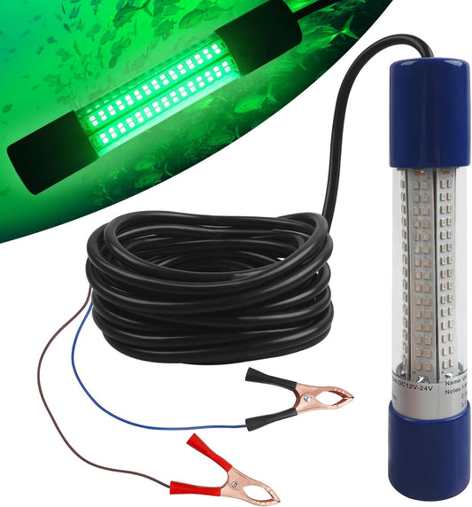 Underwater Fishing Light 12V LED Night Fishing Green Light Submersible Fish Finder Bait Attractor for Docks Boats Kayaks, Freshwater Saltwater Bass Snook Crappie Squid Shrimp