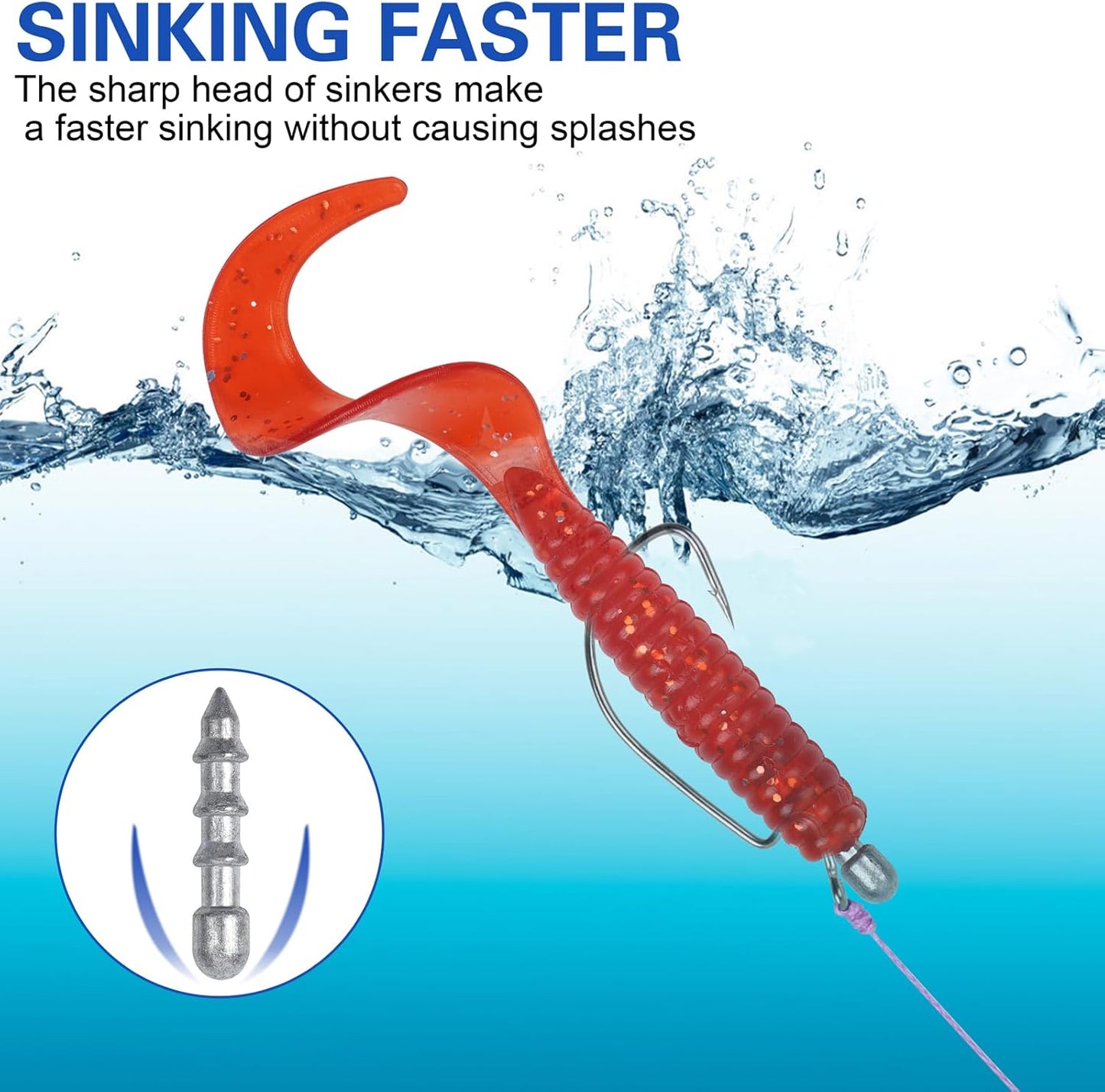 Fishing Nail Weights Insert Sinkers Fishing Weights Worm Bass Fishing Sinkers Weights for Soft Plastic Lures Wacky Rig Neko Rig Fishing Tackle 4 Sizes
