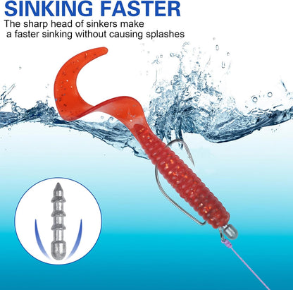 Fishing Nail Weights Insert Sinkers Fishing Weights Worm Bass Fishing Sinkers Weights for Soft Plastic Lures Wacky Rig Neko Rig Fishing Tackle 4 Sizes