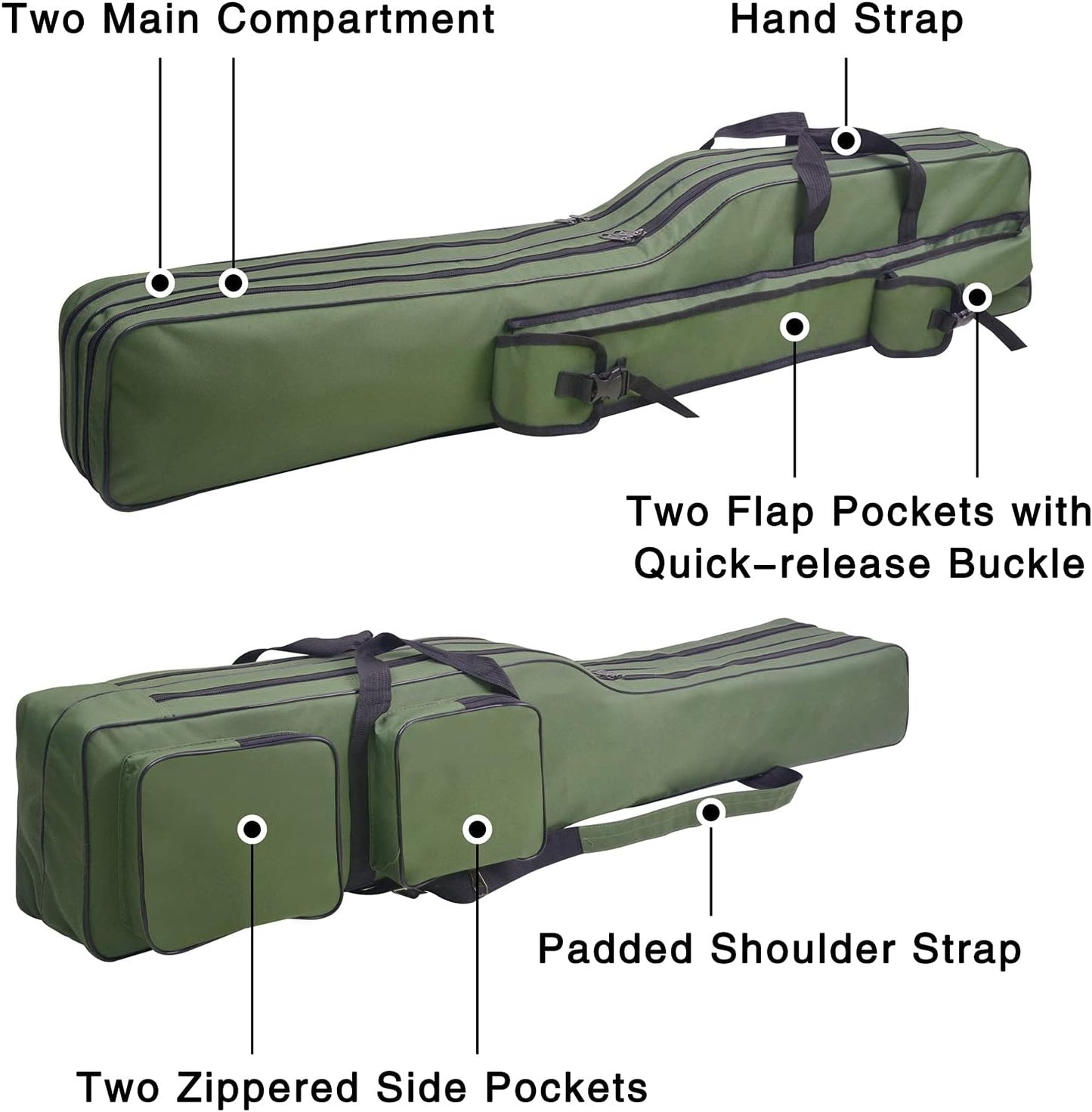 Fishing Tackle Rod Bag 4.27ft Folding Rod Case Large Capacity Fishing Gear Pole Reel Storage Bag Gifts for Men