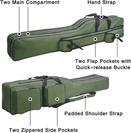 Fishing Tackle Rod Bag 4.27ft Folding Rod Case Large Capacity Fishing Gear Pole Reel Storage Bag Gifts for Men