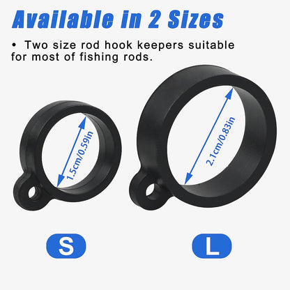 Fishing Rod Hook Keeper Kit, 16pcs Fishing Lure Bait Holder Fishing Pole Hook Keeper Holder Elastic Rubber Rings for Worm and Treble Hook Fishing Tackle Tool 2 Sizes