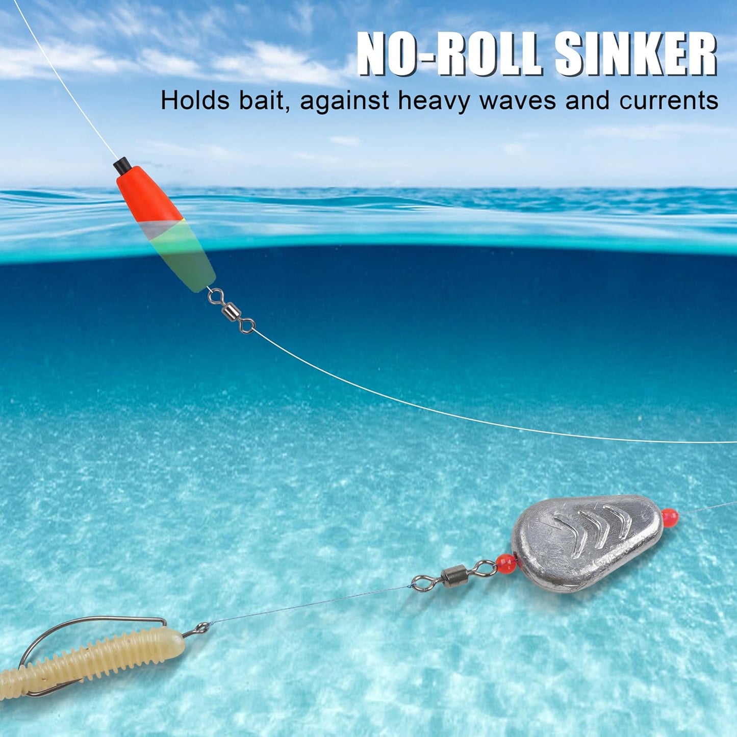 No Roll Sinkers Fishing Weights, Flat Weights No Snag Inline Slip Sinkers Catfish Weight for Freshwater Saltwater Surf Fishing