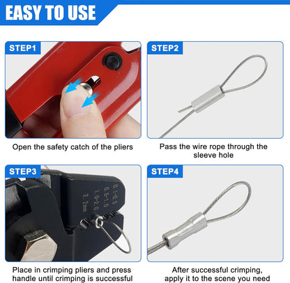 Fishing Crimping Tool Kit, Fishing Crimp Pliers with 500pcs Crimp Sleeves Beads Set, Heavy Duty Wire Leader Rope Crimper Tool Wire Cutter Aluminum Copper Loop Sleeves