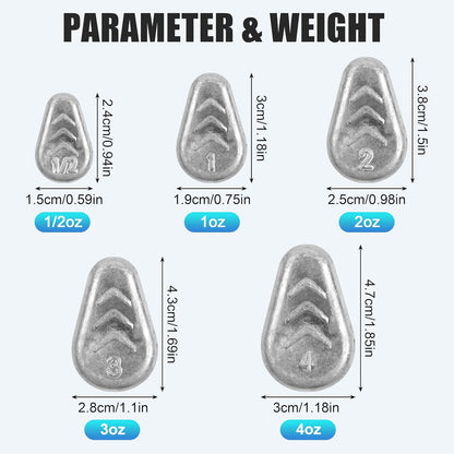 No Roll Sinkers Fishing Weights, Flat Weights No Snag Inline Slip Sinkers Catfish Weight for Freshwater Saltwater Surf Fishing
