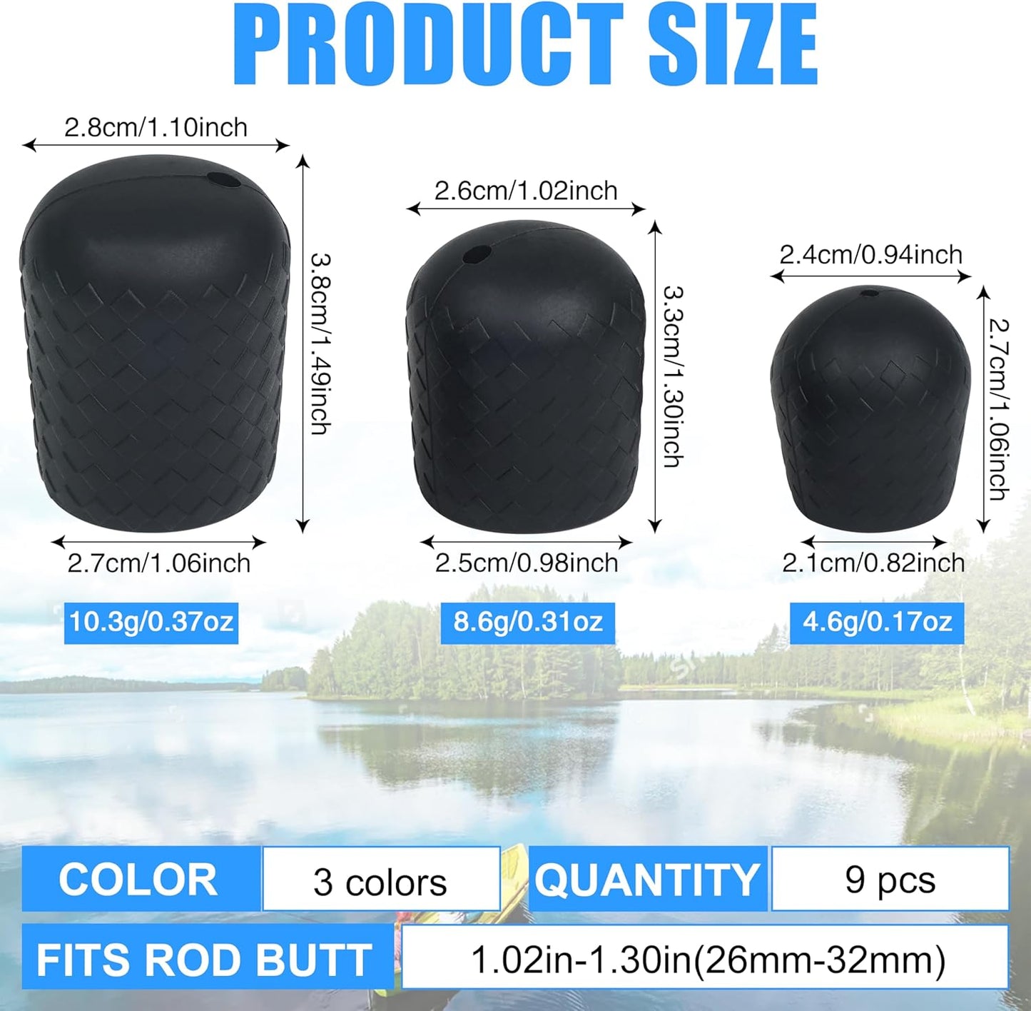 Fishing Rod Butt Cushion, Silicon Fishing Rod Butt Cap End Rod Seat Cushions Protector Pole Holder Accessory